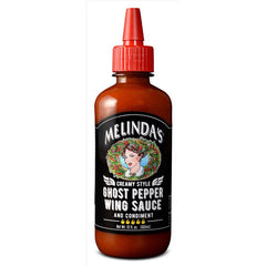 Melinda's Ghost Pepper Wing Sauce - 12 Oz, 1 Pack - Gourmet Spicy Hot Sauce - Made with Fresh Ingredients, Ghost Peppers (Bhut Jolokia), Habanero Pepper, Carrot, Garlic, Lime - Vegan, Gluten Free ME62001