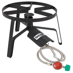 Bayou Classic SP1 14-in Single Jet Cooker 14-in Cooking Surface 11.5-in Tall Frame 10-psi Adjustable Regulator w/ 48-in Stainless Braided Hose 4-in Cast Aluminum Burner