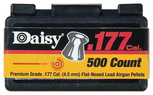Daisy, Precision Max .177 Cal, 7.8 Grains, Wadcutter, 500ct, Flat-Nose Pellets, Flip Top Box, Belt Clip Design, .177 Caliber, 987597-406 557