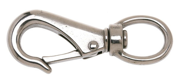 DayMark Campbell T7631534 Swiveling Quick Snap, Stainless Steel, Polished, 3/4" Round Eye, 9/16" Opening, 4-1/2" Length, 200 lbs Load Capacity