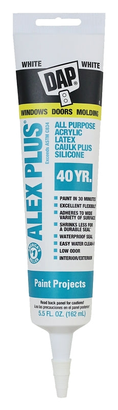 Dap 18128 Alex Plus Acrylic Latex Caulk Plus Silicone 5.5-Ounce
