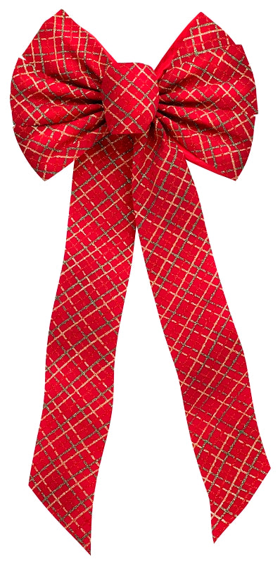 Holiday Trims 6061 Bows, Plaid Glitter, 7 Lp (7-Pack)
