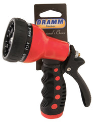 Dramm Revolver Heavy Duty Metal Garden Hose Nozzle - 9 Spray Patterns, High Pressure Jet, Thumb-Control Flow, Ergonomic Grip - Red 60-22701
