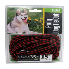 PDQ Q241500099 Red / Black Poly Dog Tie Out Rope Small/Medium