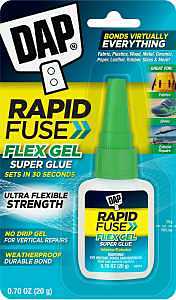 DAP RapidFuse Flex Gel Super Glue, Clear, 0.7 oz (7079800163)