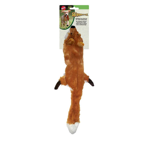 SPOT Skinneeez Fox 23-Inch Stuffing-Free Plush Dog Toy - Realistic Design with 2 Squeakers - Durable, Soft Polyester for Medium & Large Dogs - Tug, Fetch & Shake Play - for Moderate Chewers 8638