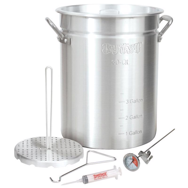 Bayou Classic 3025 30Qt Turkey Fryer Pot, 32 Quart, Silver