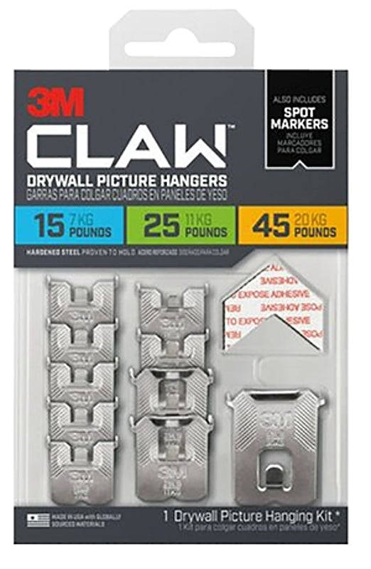 3M Claw Drywall Picture Hanger,Silver 3PHKITM-10ES