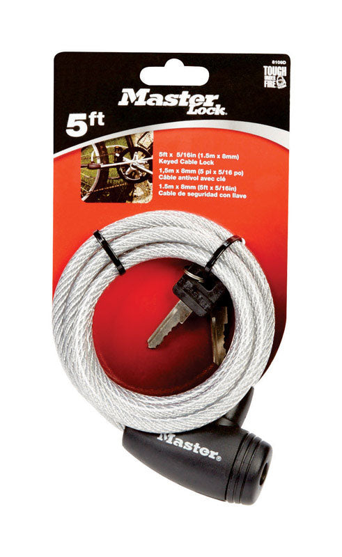 Master Lock 5/16 in. W x 5 ft. L Vinyl Covered Steel Pin Tumbler Locking Cable 1 pk