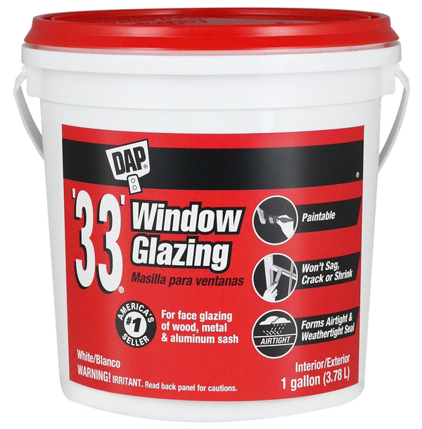 Dap 12019 Number-33 Glazing Compound, Gallon, White