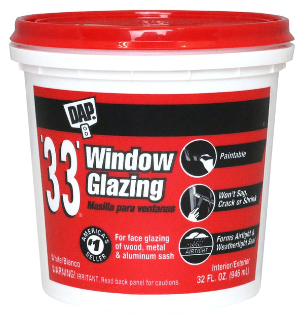 Dap 12122 33 Glazing Compound, 1-Quart, White