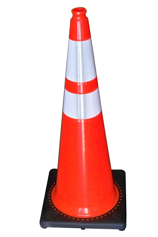 JBC Safety Plastic RS70032CT3M64 Revolution Series 28" Traffic Cone Wide Body with 6" and 4" Reflective Cone Collars, Orange Color