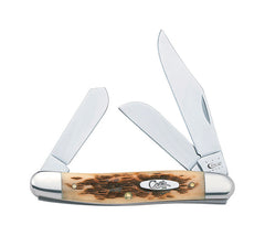 Case XX WR Folding Pocket Knife 3 Blade Stockman 3 7/8 Inches Closed (Amber Bone)