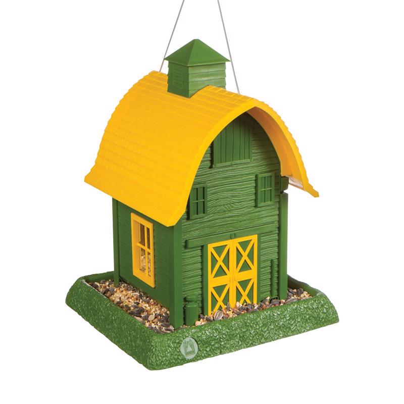 North States Village Collection Green Barn Birdfeeder: Easy Fill and Clean. Squirrel Proof Hanging Cable included