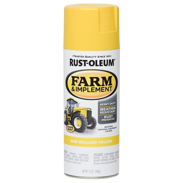 Rust-Oleum 280144 Farm & Implement Spray Paint, 12 oz, New Holland Yellow