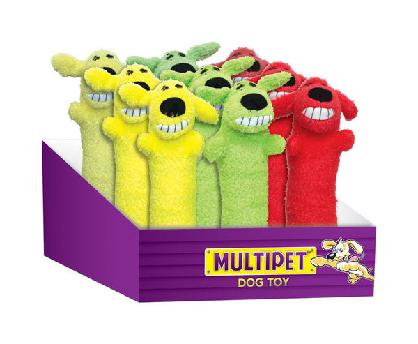 Multipet Original Loofa Dog Plush Toy - Squeaky Toy for All Dogs - Extra Soft Plush - Stuffed Animal Dog Toys for Playing - Cute Dog Pet Toy (1 Count, 12", Random Color Surprise) 47773