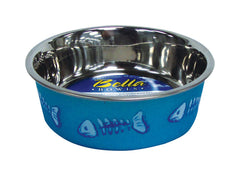 Loving Pets Bella Blue Fish Bones Stainless Steel 1 cups Pet Bowl For Cat 7750