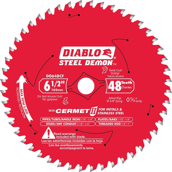 Freud Diablo D0648CFA 6.5" x48T Steel Demon Ferrous Cutting Circular Saw Blade 2-Pack