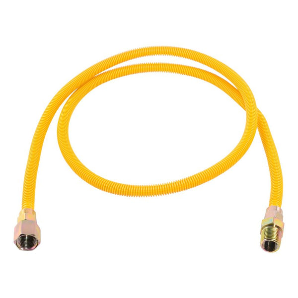 Eastman 10YE515060B Eastman EZ-10 Series Gas Connector, 1/2 in, FIP x MIP, 304 Stainless Steel, Epoxy-Coated, 60 in L