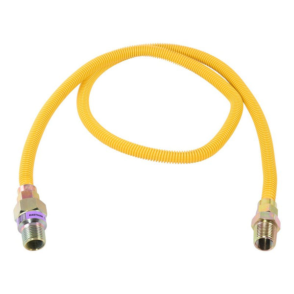 Eastman 10YE50V048B Eastman Gas Connector, 3/8 x 1/2 in, FIP x MIP, Stainless Steel, Epoxy-Coated, 48 in L, 3/8 in OD