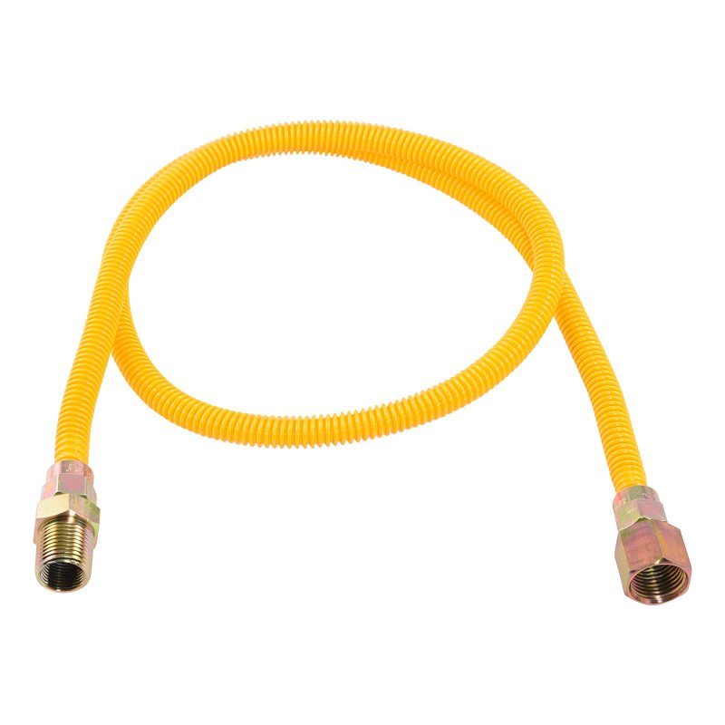 Eastman 10YE515048B Eastman EZ-10 Series Gas Connector, 1/2 in, FIP x MIP, 304 Stainless Steel, Epoxy-Coated, 48 in L, 12/BAG