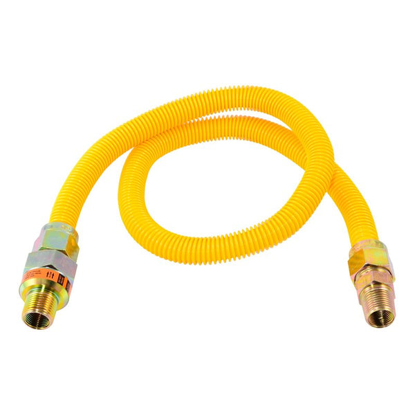 Eastman 30YE50V036B Eastman Gas Connector, 3/8 x 1/2 in, FIP x MIP, Stainless Steel, Epoxy-Coated, 36 in L, 5/8 in OD