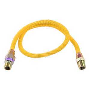 Eastman 10YE50V036B Eastman Gas Connector, 1/2 in, MIP, Stainless Steel, Epoxy-Coated, 36 in L, 3/8 in OD