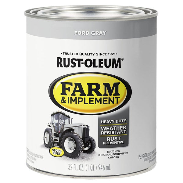 Rust-Oleum 280154 Farm & Implement Enamel Paint, Quart, Ford Gray, (Pack of 1)