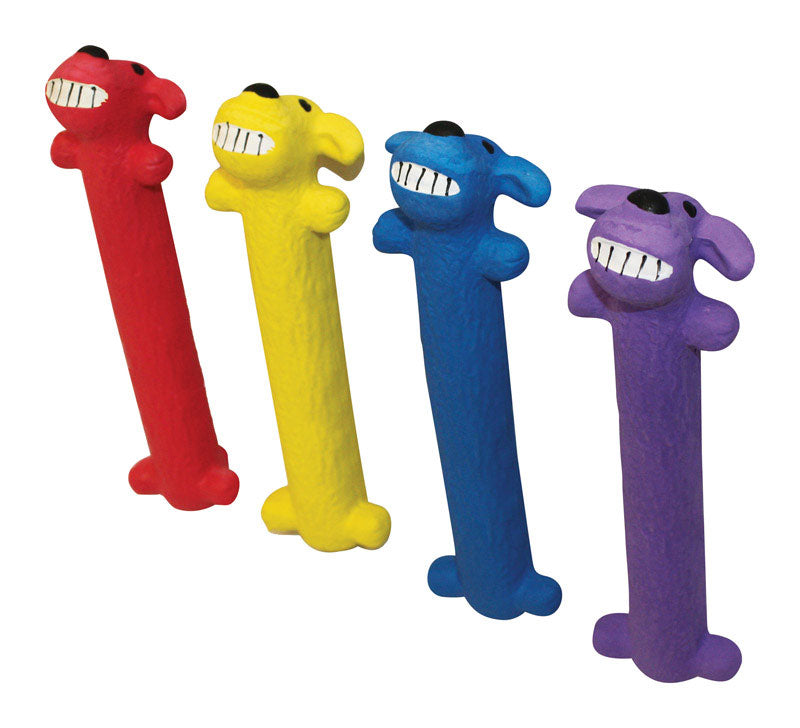 Multipet Original Loofa Latex Dog Toy - Squeaky Toy for All Dogs - Easy-to-Clean Squeaky Toys - Latex Dog Toys for Playing (1 Count, 6”, Random Color Surprise)