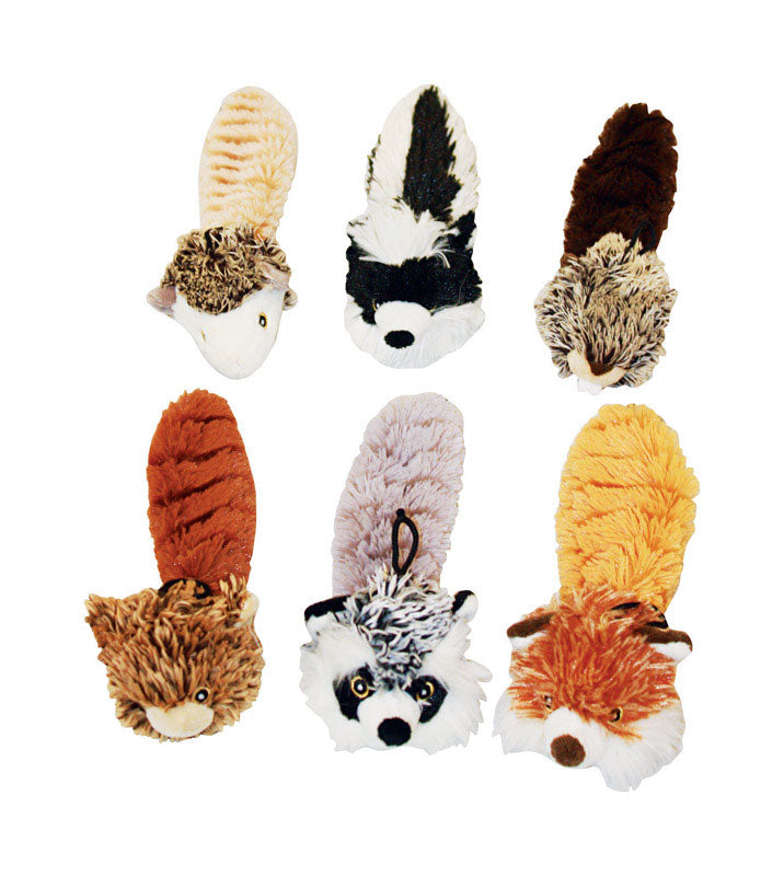 MultiPet Multicolored Bouncy Burrow Buddies Stuffing Free Dog Toy Medium Plush
