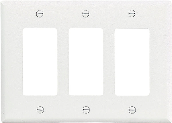 EATON PJ263W Arrow Hart Pj263 Decorative Mid Size Unbreakable Wall Plate, 3 Gang, 4-1/2 In L X 6.37 In W, White