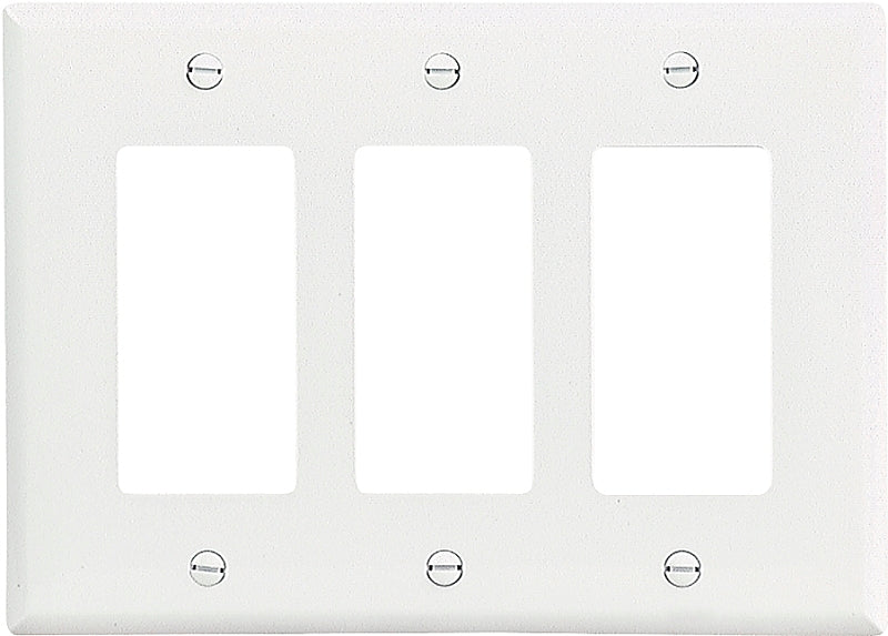 EATON PJ263W Arrow Hart Pj263 Decorative Mid Size Unbreakable Wall Plate, 3 Gang, 4-1/2 In L X 6.37 In W, White