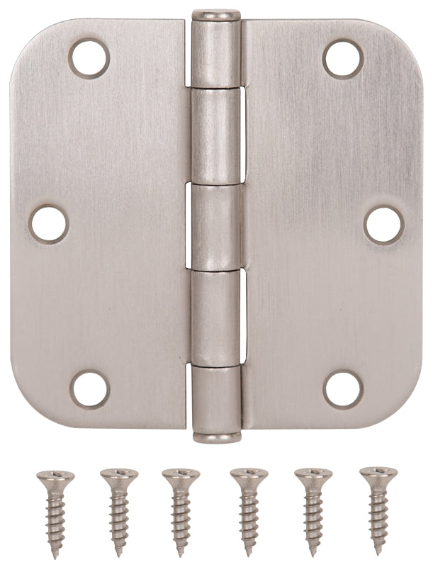 MINTCRAFT 20347SNX ProSource 8491359 Hinge, L X 3-1/2 in W Door, 6 Holes, 2.2 Mm Thick Leaf, Steel, Satin Nickel