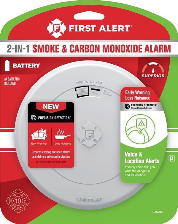 First Alert Voice and Location Alert Battery-Powered Photoelectric Smoke and Carbon Monoxide Detecto 1046795
