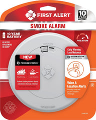 First Alert 10 Year Voice and Location Battery-Powered Photoelectric Smoke Detector, SM210V 1046755