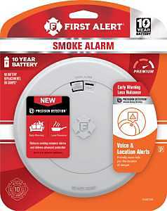 First Alert 10 Year Voice and Location Battery-Powered Photoelectric Smoke Detector, SM210V