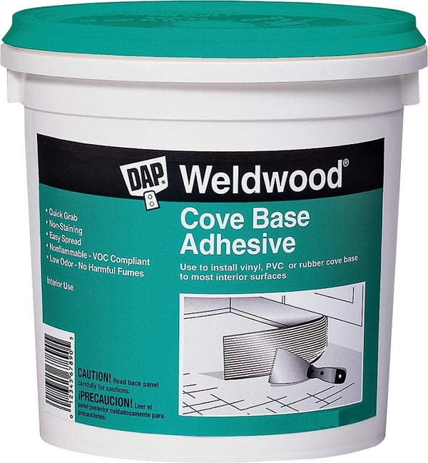 DAP 7079825053, 1-Quart 25053 Weldwood Cove Base Adhesive, White, 32 Fl Oz