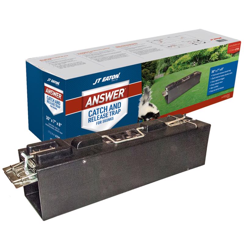 JT Eaton Answer® Skunk & Medium Pest Live Trap, Dark Interior, Easy Capture Trigger, Easy Release Door