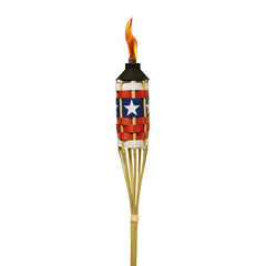 TIKI Brand 57-Inch Americana Patriotic Bamboo Torch with FlameKeeper Technology, 4-Pack 1113046