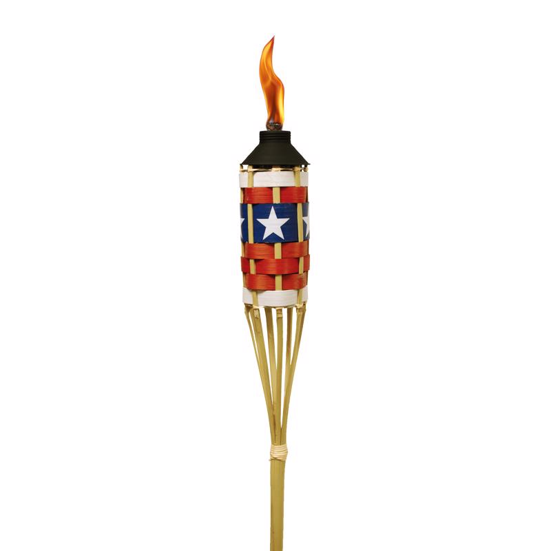 TIKI Brand 57-Inch Americana Patriotic Bamboo Torch with FlameKeeper Technology, 4-Pack