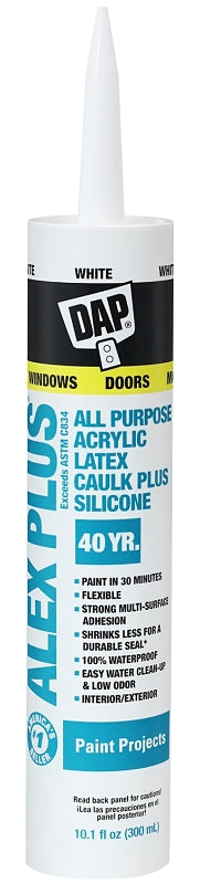 Dap 11 Oz White Acrylic Latex Caulk with Silicone 18152