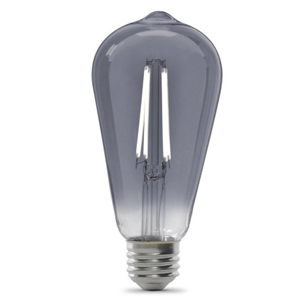 Feit Electric Vintage Exposed Filament Smoke Glass LED ST19 with a Medium E26 Base Light Bulb - 25W Equivalent - 10 Year Life - 200 Lumen - 5000K Dayllight - Dimmable | Original Vintage ST19/SMK/VG/LED
