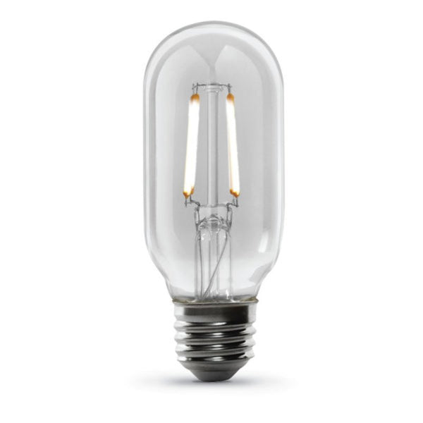 Feit Electric Vintage Exposed Filament Clear Glass LED T14 with a Medium E26 Base Light Bulb - 40W Equivalent - 10 Year Life - 300 Lumen - 2100K Soft White - Dimmable | Original Vintage T14/CL/VG/LED