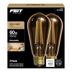 Feit Electric ST19/VG/LED/2 vintage LED bulb, Amber / Warm Light