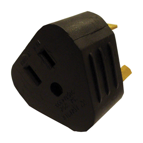 UNITED STATES HDW MFG/U S HARDWARE RV-320C RV Compact Adapter, 15-Amp Female Receptacle, 125-Volt, Black - Quantity 1