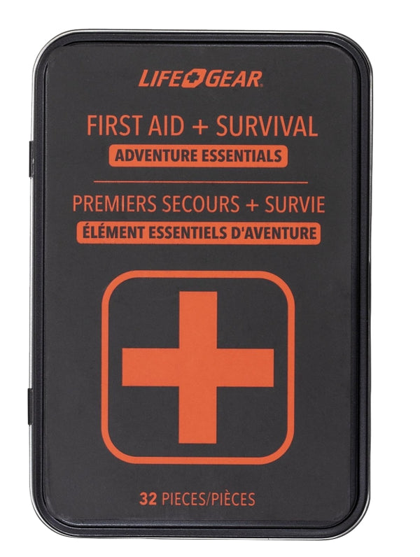 Life Gear 41-3803 First Aid and Survival Essentials Tin, Black