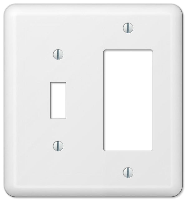 Amerelle Devon Single Toggle/Single Rocker Steel Wallplate in White 935TRW