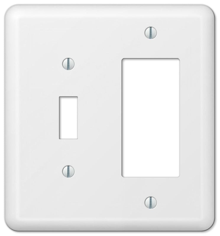 Amerelle Devon Single Toggle/Single Rocker Steel Wallplate in White