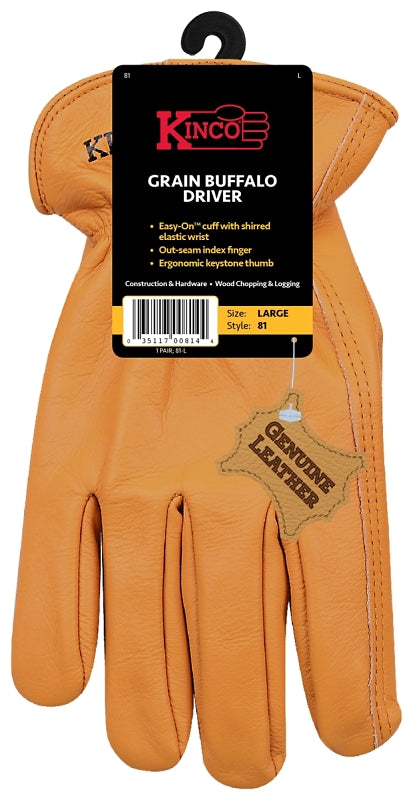 Kinco 035117008137 Grain Buffalo Leather Ranch and Work Glove, Medium