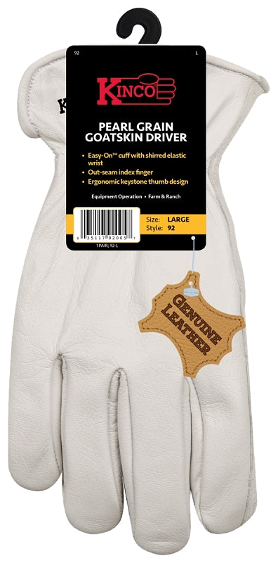 Kinco Medium White Goatskin Leather Protective Gloves 92-M